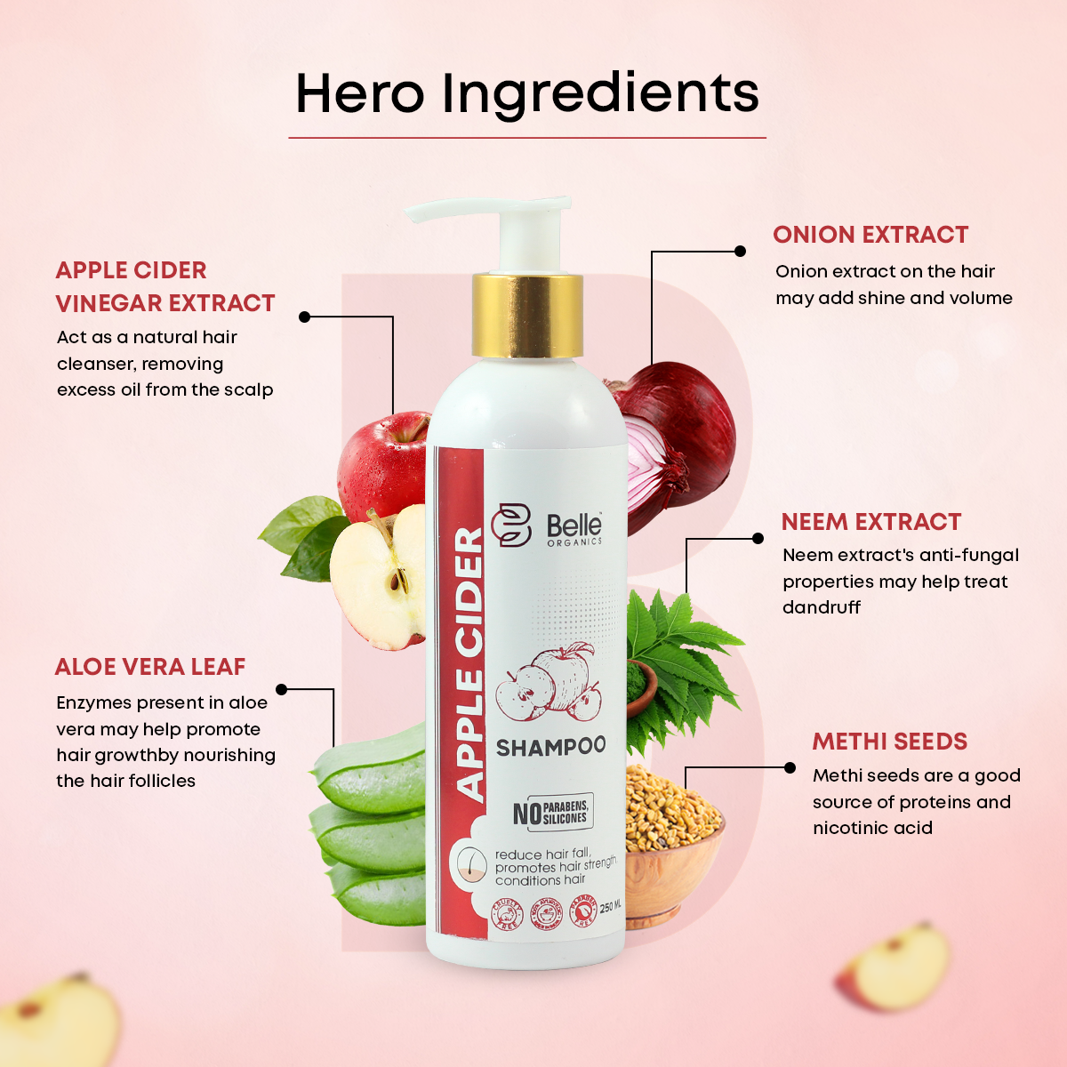 Apple Cider Shampoo For Dry and Frizzy Hair 250 ml