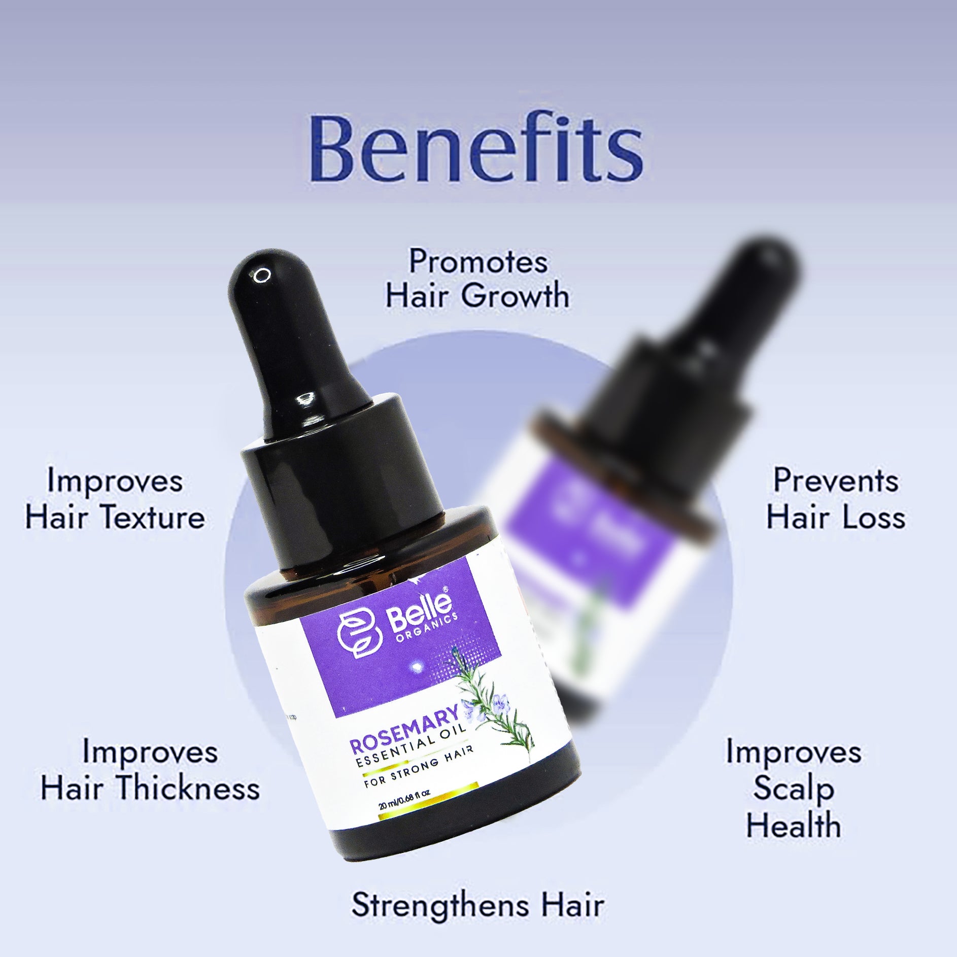 Rosemary Essential Oil For Hair Growth 20ml - Natural Hair Care | Belle Organics