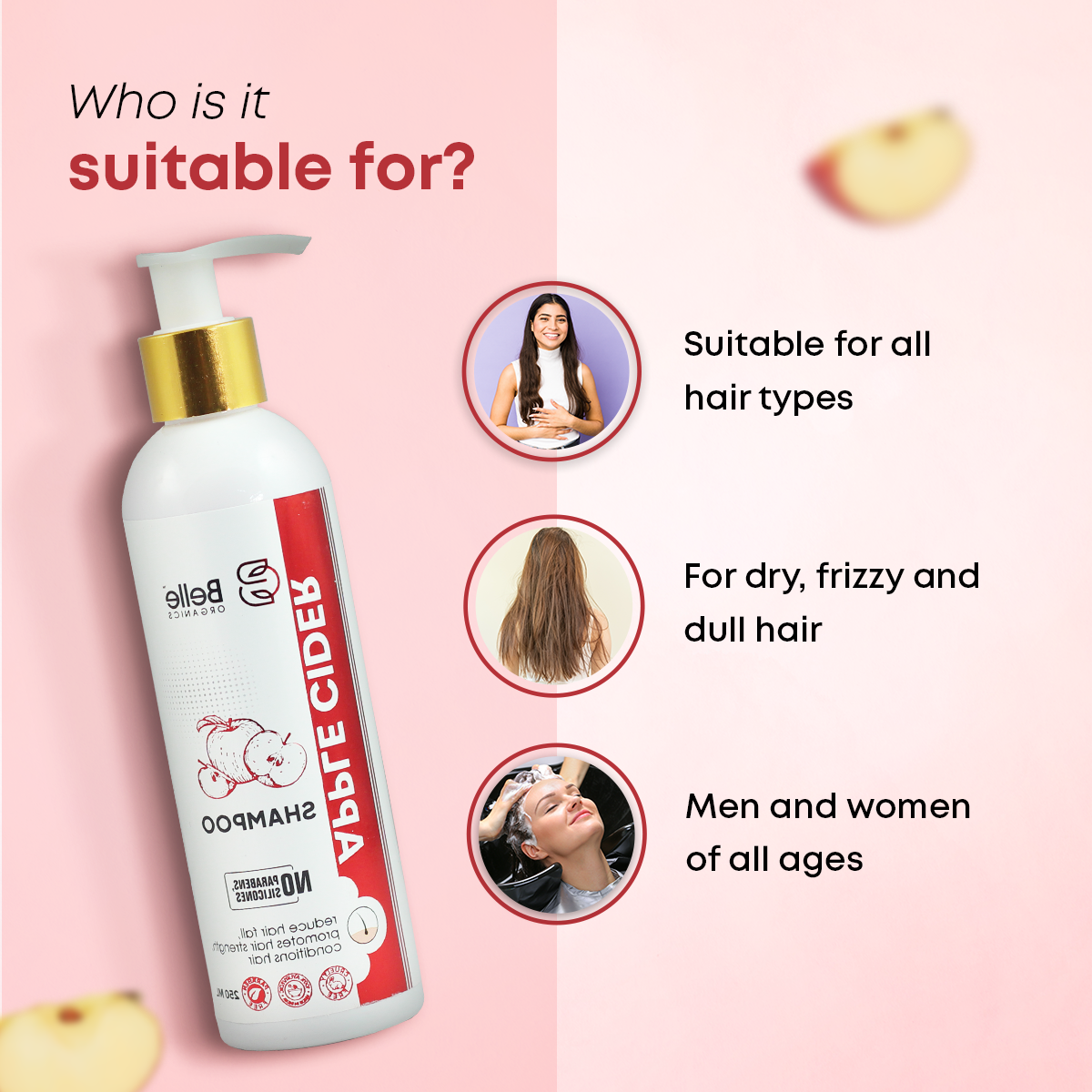 Apple Cider Shampoo For Dry and Frizzy Hair 250 ml