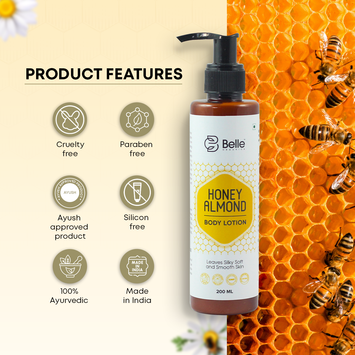 Honey & Almond Body Lotion For Dry, Normal & Oily Skin (200ml)