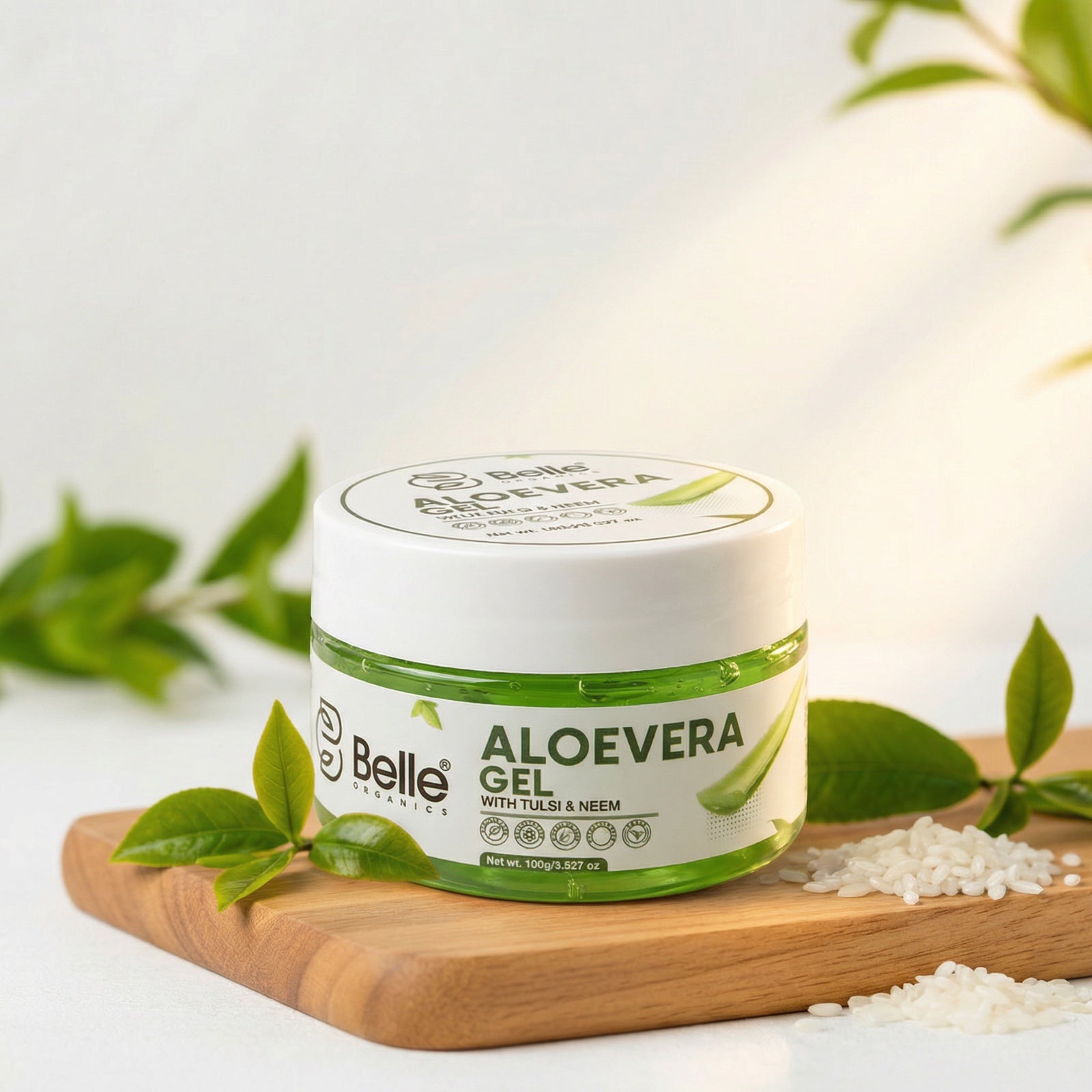 Aloe Vera Gel with Tulsi & Neem for Skin & Hair | Pure Hydrating Gel for Acne, Dry Skin, Sunburn & Scalp Care 100g