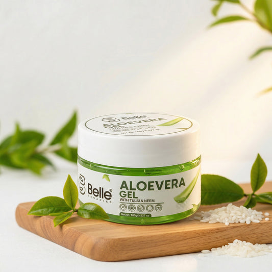Aloe Vera Gel with Tulsi & Neem for Skin & Hair | Pure Hydrating Gel for Acne, Dry Skin, Sunburn & Scalp Care 100g