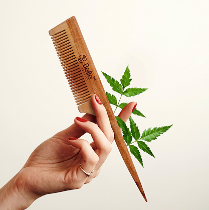 Organics Wooden Neem Tail Comb with Neem Castor & Coconut Oil