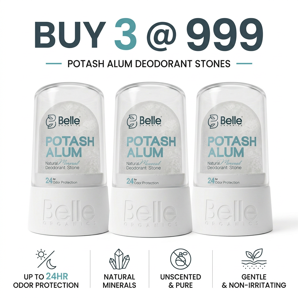 Potash Alum Roll-On – Pack of 3 | 24Hr Natural Freshness | No Chemicals | 6 Months Each