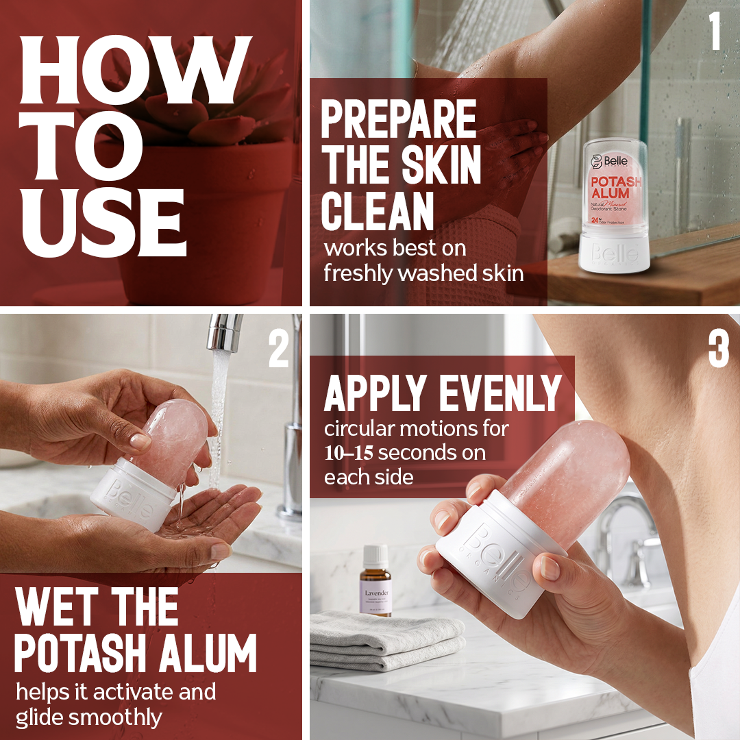 Belle Organics Crystal Guard | Watermelon Potash Alum Deodorant Stone | 24hr Odour Protection