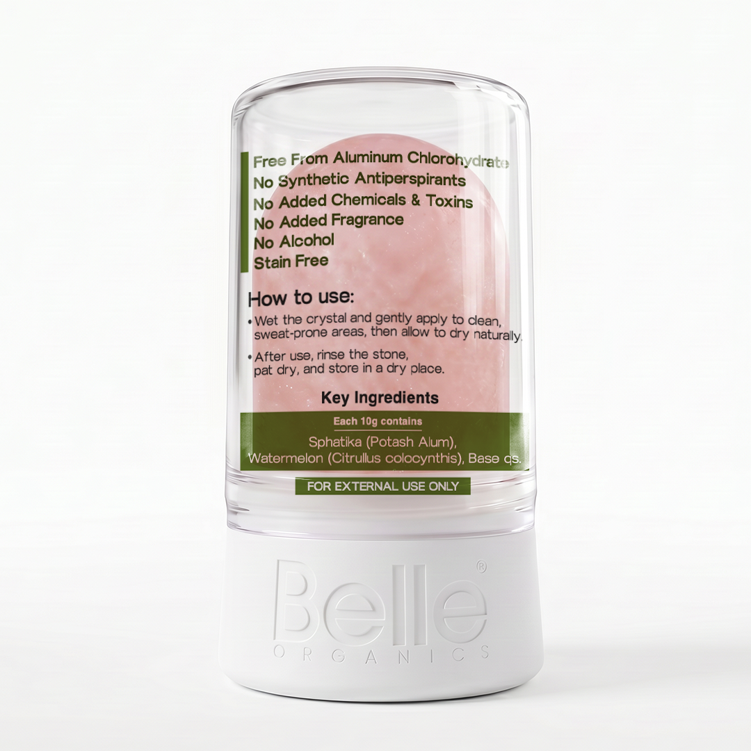 Belle Organics Crystal Guard | Watermelon Potash Alum Deodorant Stone | 24hr Odour Protection