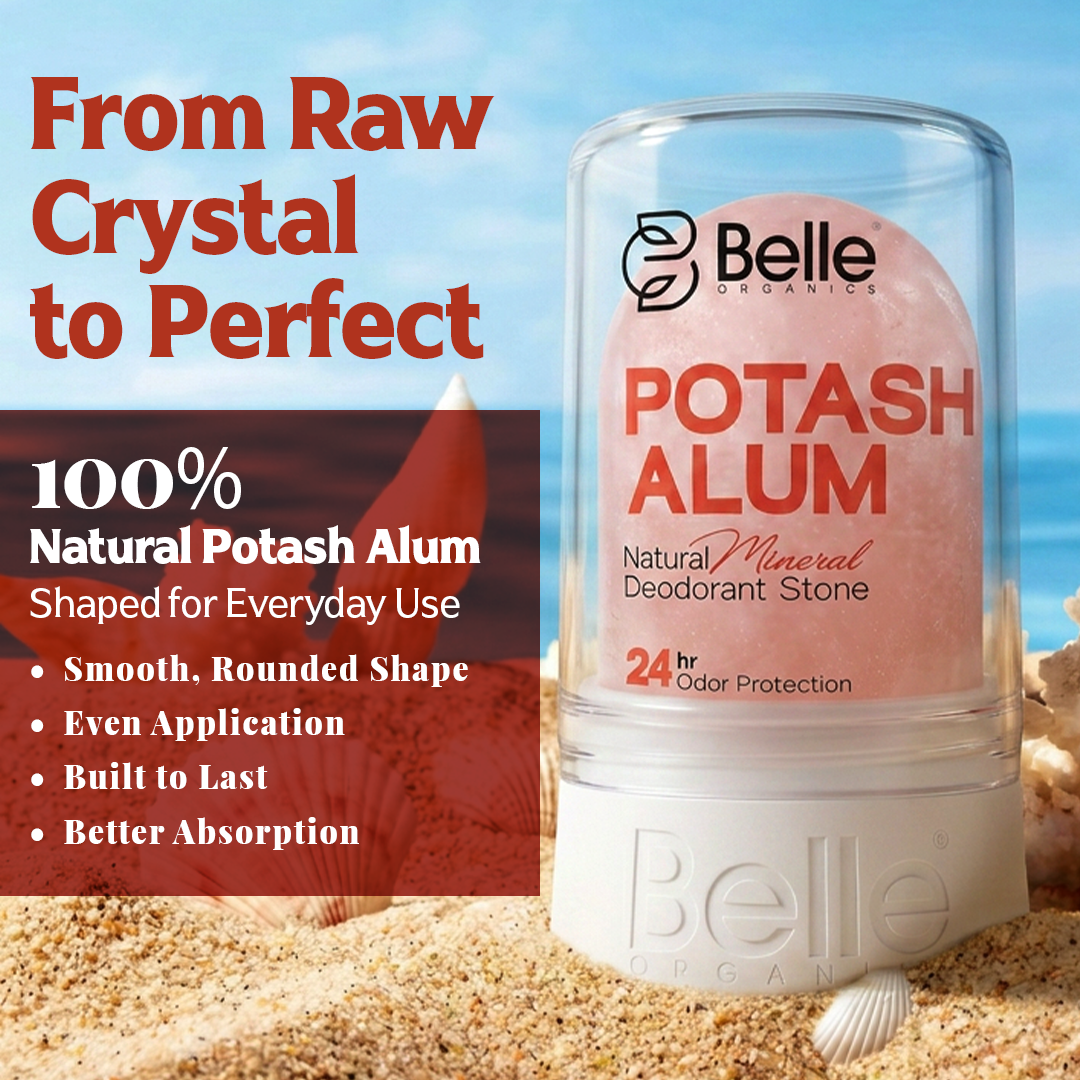 Belle Organics Crystal Guard | Watermelon Potash Alum Deodorant Stone | 24hr Odour Protection